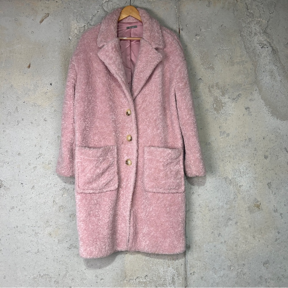 Dixie faux fur light pink fuzzy miss length coat medium
